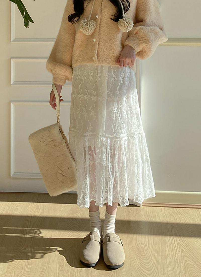 ロングパターンレースワンピース