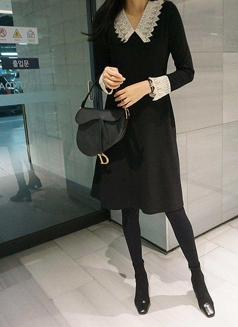 レースカラーカフスワンピース