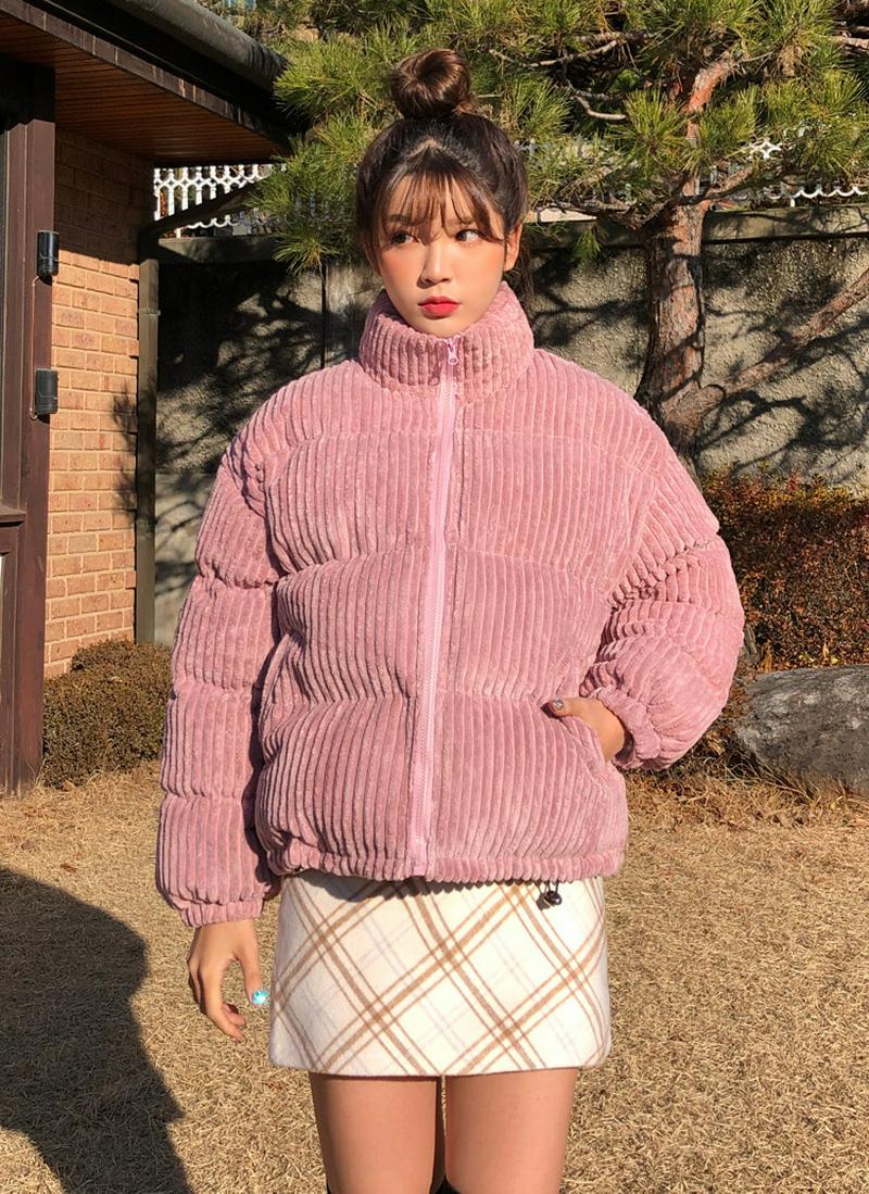 パステルコーデュロイ中綿ジャケット