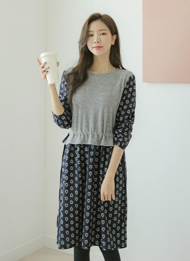 フェイクレイヤードパターンワンピース