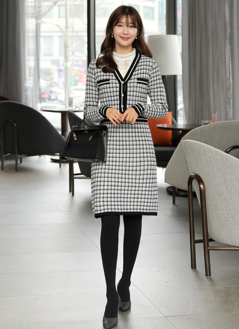 ツイードチェックワンピース
