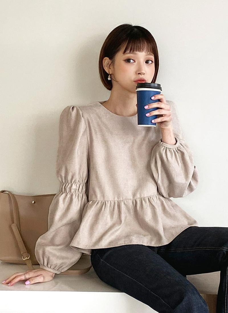 スリーブゴムブラウス・全3色