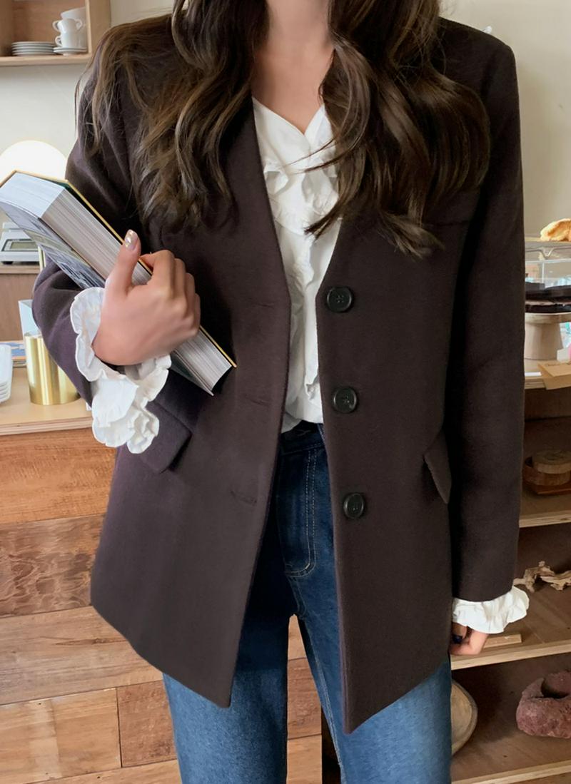 ノーカラーキルティングジャケット