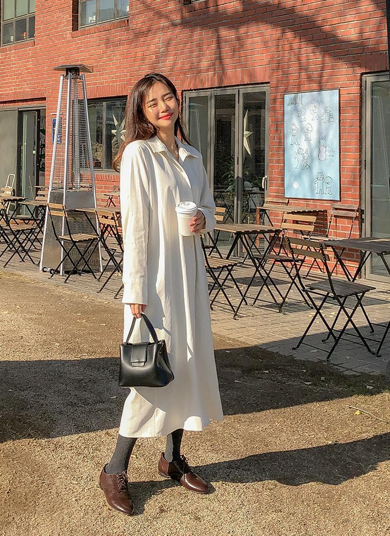 バックストラップシャツワンピース