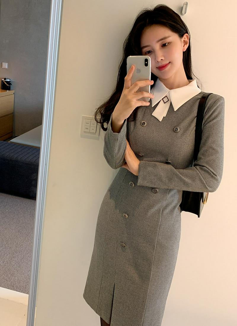 配色カラースリットワンピース