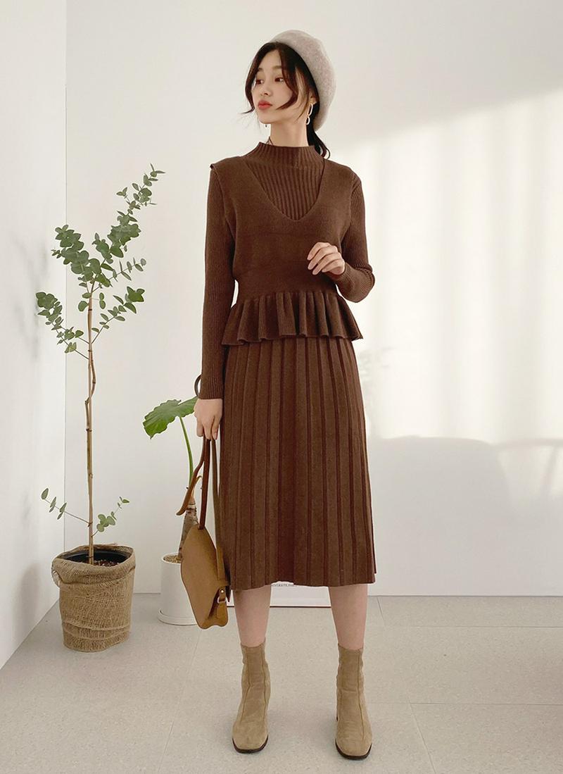 べスト付ニットワンピース・全2色