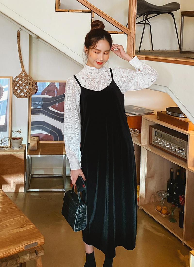 ベロアキャミワンピース