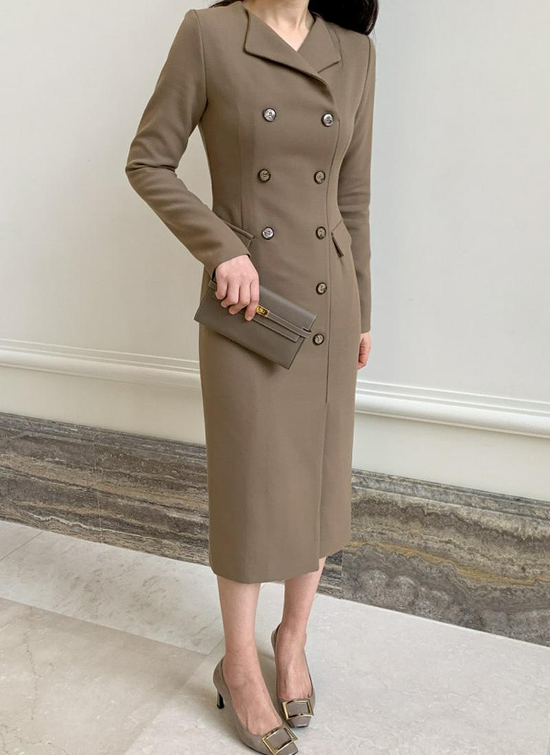 ダブルボタンワンピース