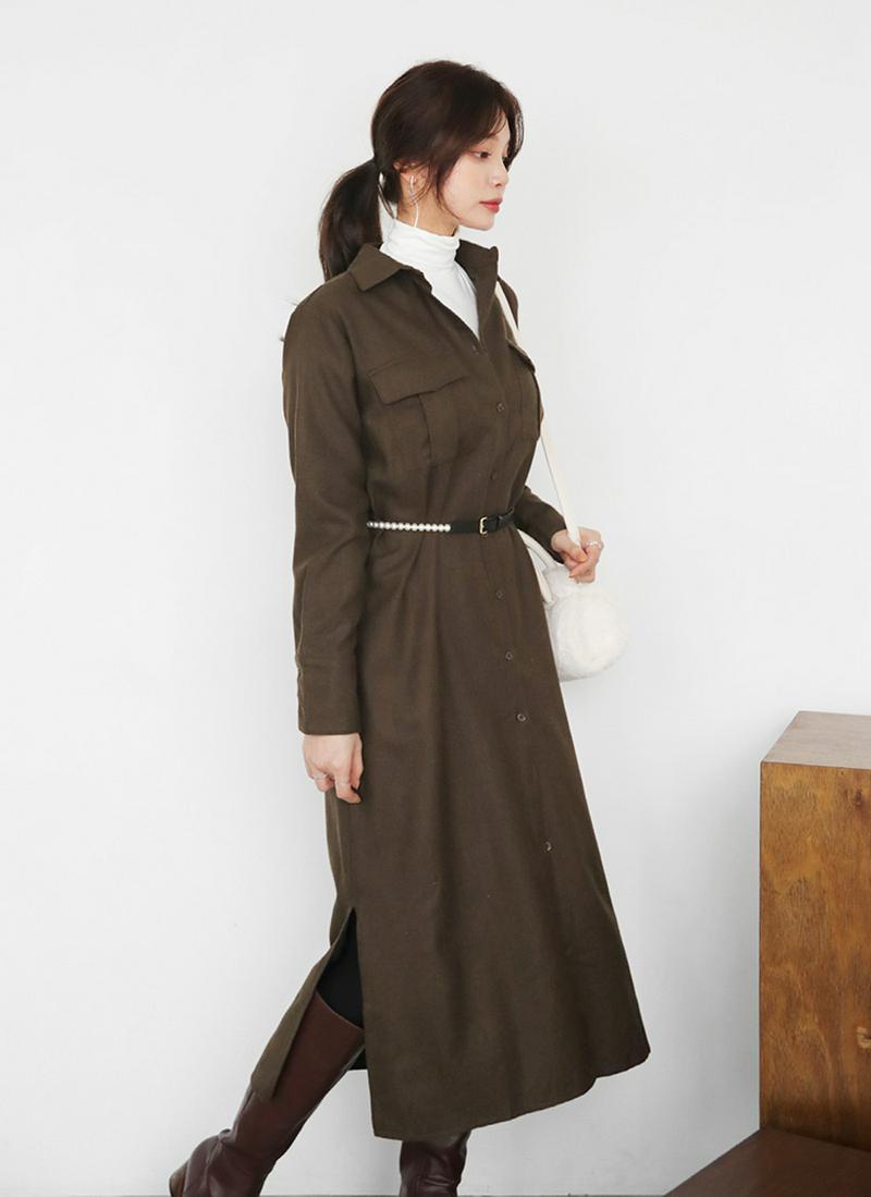 ストラップ付シャツワンピース・全2色