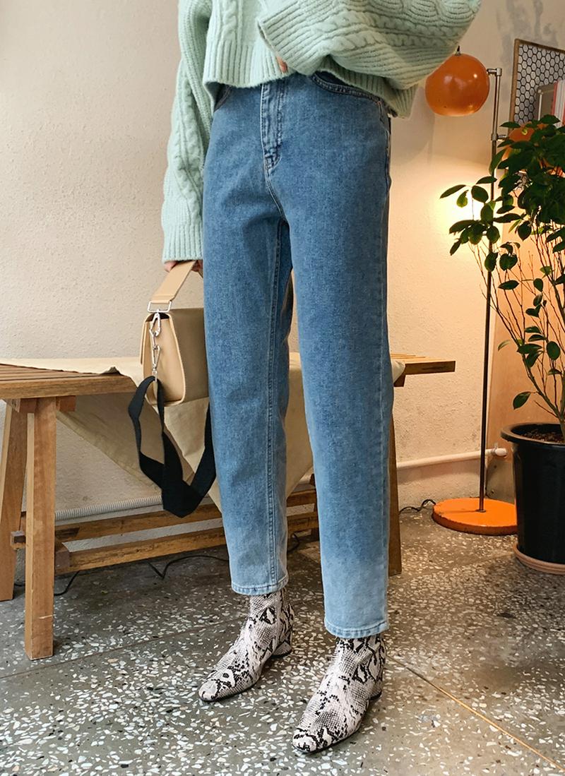裏起毛ウォッシングヘムデニムパンツ・全1色