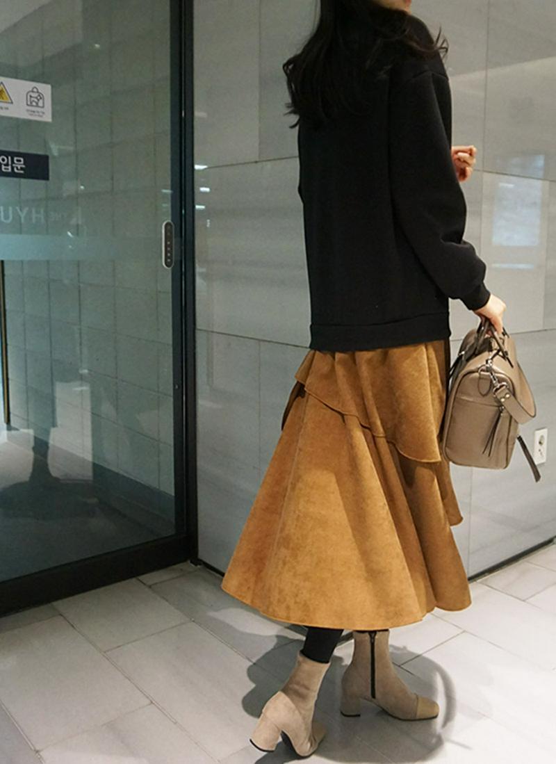 裏起毛コーデュロイアシメヘムワンピース