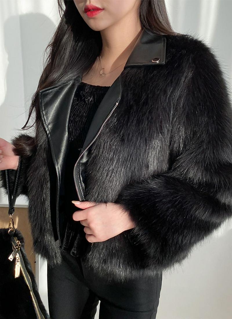 フェイクファーレザー風ジャケット