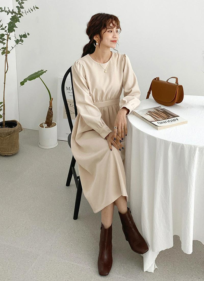 リボンラウンドネックワンピース・全3色