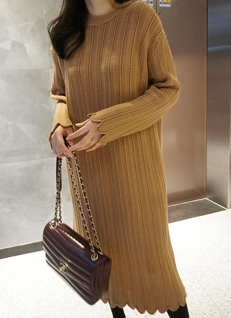 Cozyパターンニットワンピース