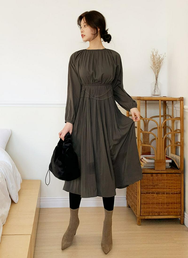 裏起毛ギャザーワンピース・全2色