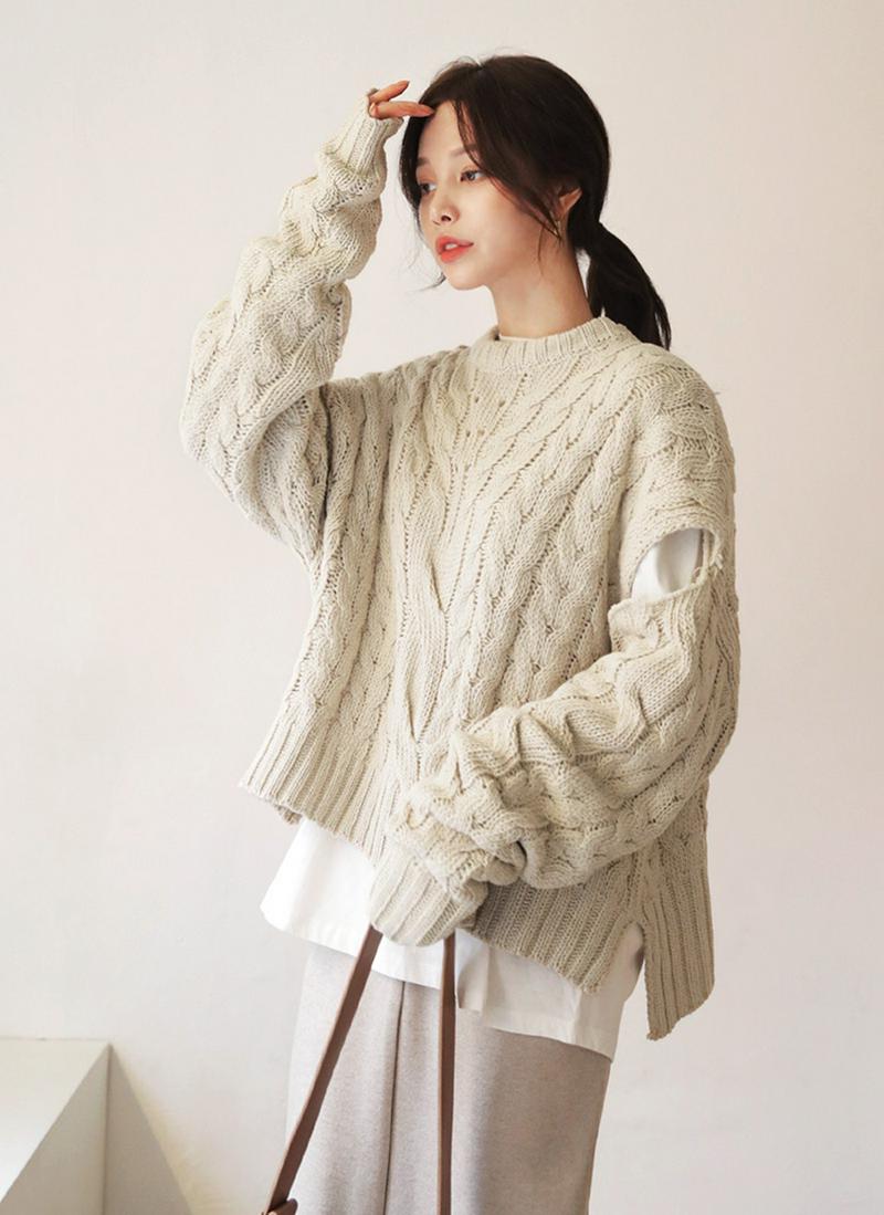Tシャツ&スリットニットSET・全3色