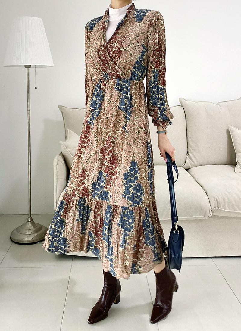 リンクルフローラルワンピース・全2色