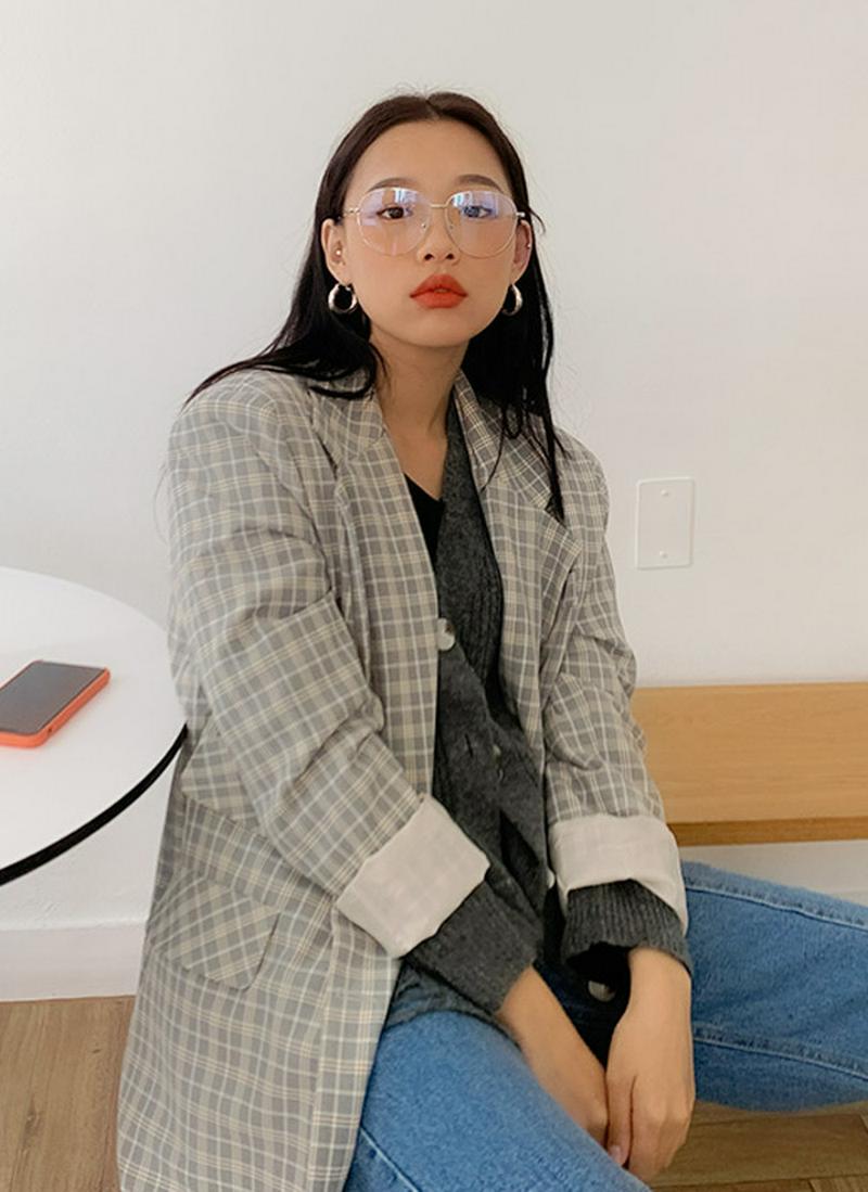 ソフトカラーチェックジャケット