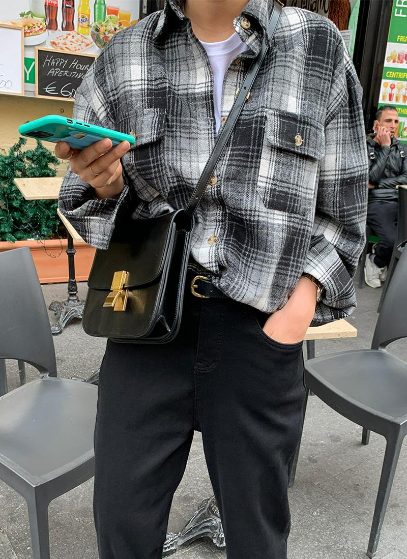 ダブルフラップポケットチェックシャツ