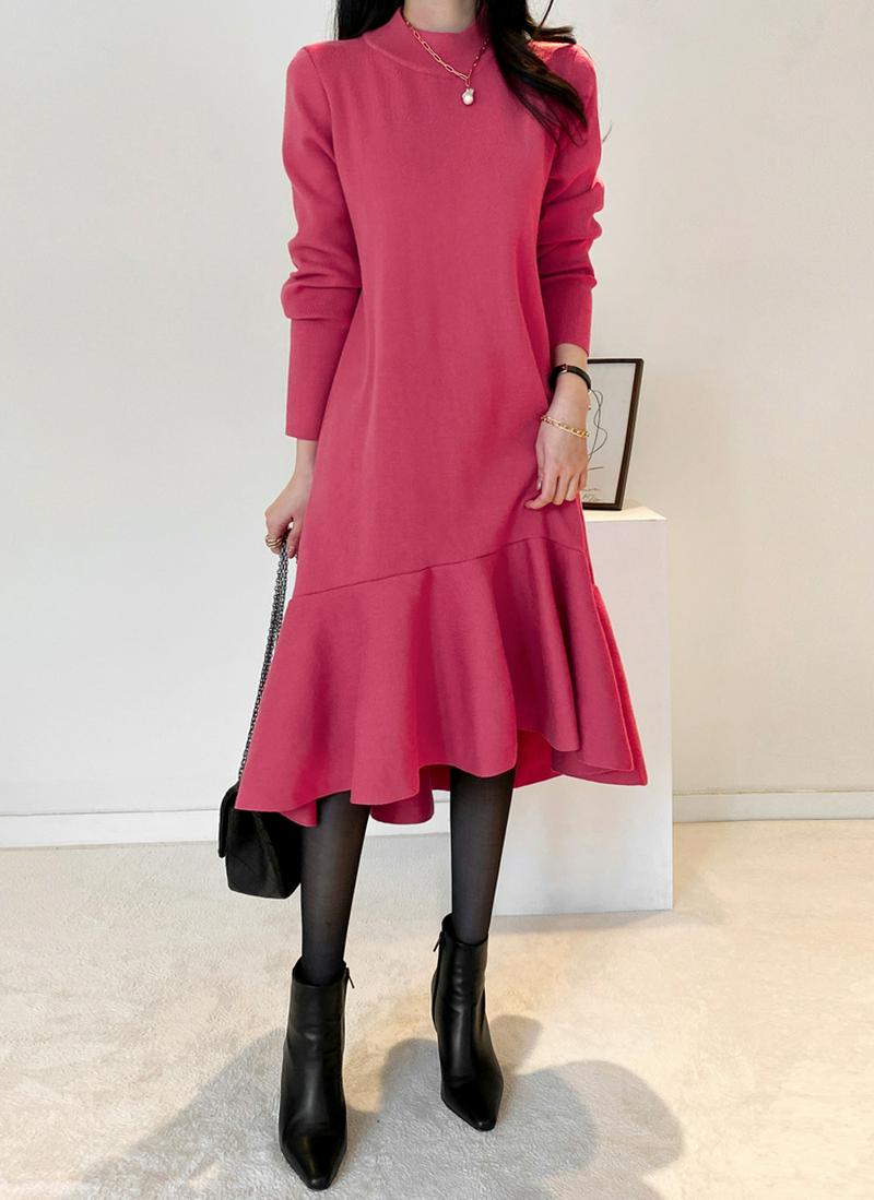 切替フレアニットワンピース