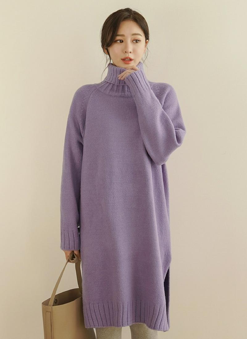 サイドスリットニットワンピース