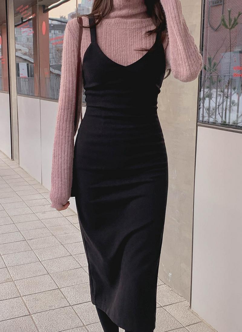 スリムビスチェロングワンピース