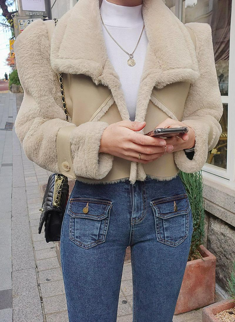 クロップドムートン風ジャケット