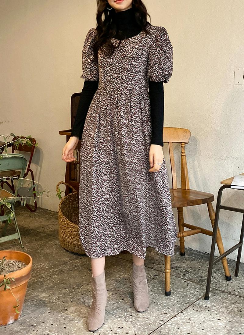 Tシャツ&花柄ワンピースSET・全3色