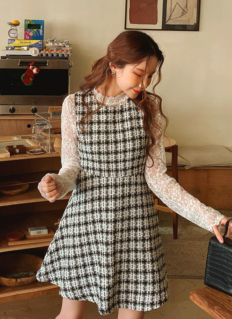 ツイードミニワンピース