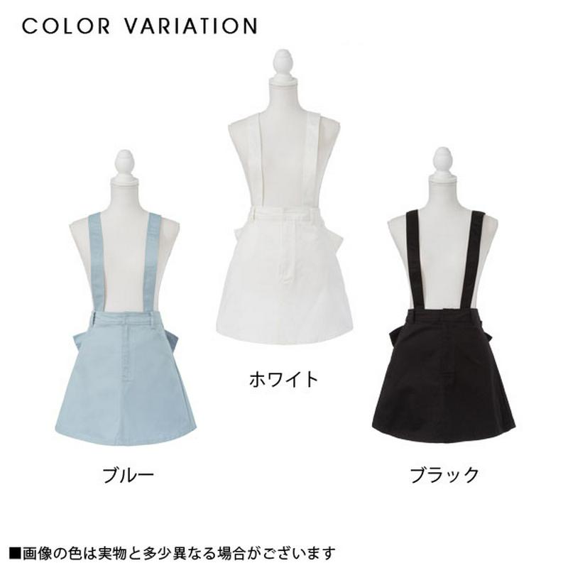 [2WAYサスペンダーバックリボンツイルミニスカート]0316
