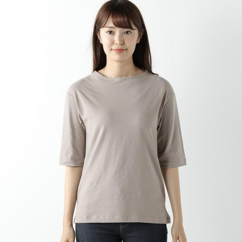 綿混素材◎今から使える秋色ボトルネック５分袖Ｔシャツ
