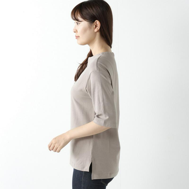綿混素材◎今から使える秋色ボトルネック５分袖Ｔシャツ