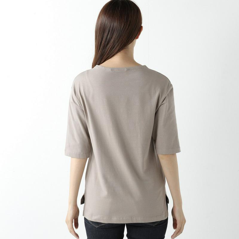 綿混素材◎今から使える秋色ボトルネック５分袖Ｔシャツ