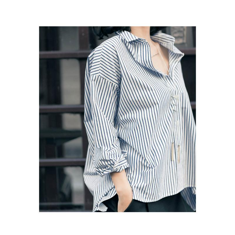【ＳＴＹＬＥ　ＳＮＡＰコラボチラシ掲載】張りは七難隠すニットインも決まるチュニックシャツ
