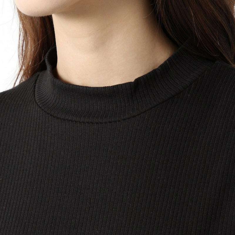 インナーにも◎テレコリブハイネック５分袖Ｔシャツ（ページワン/PAGE ONE）