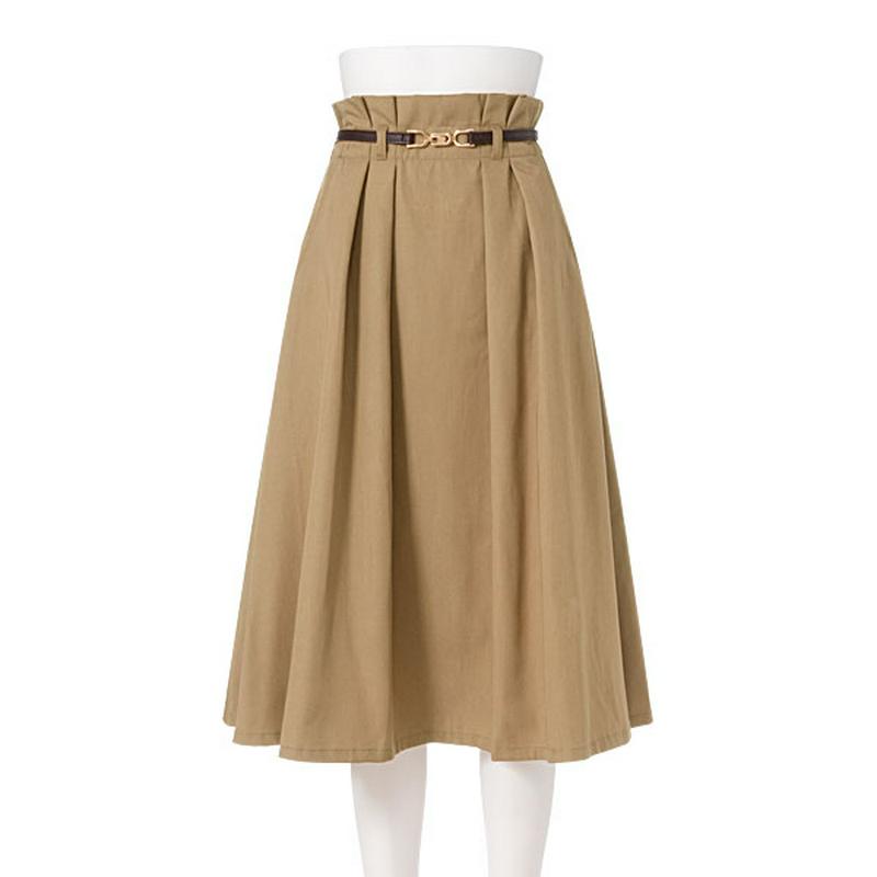 [ビットベルト付きロングフレアスカート]【PRE19AW】【PLUS1】0808