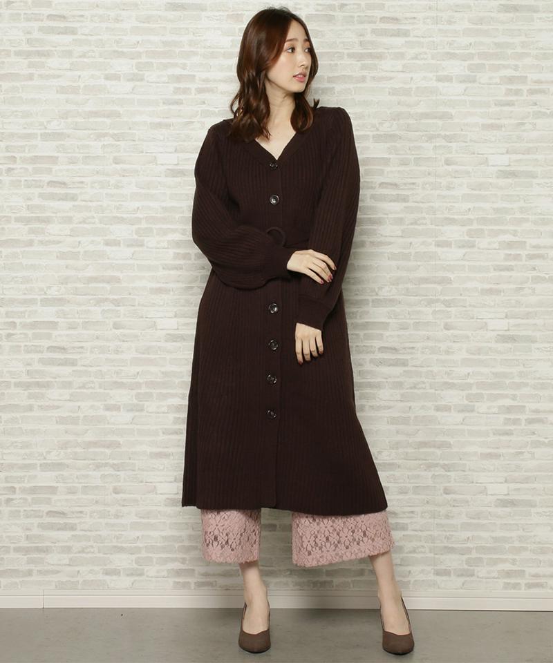 【限定】リブロングニット+レースパンツ