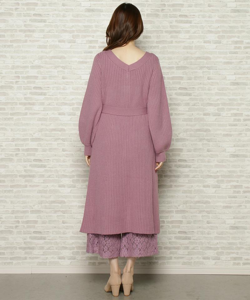 【限定】リブロングニット+レースパンツ