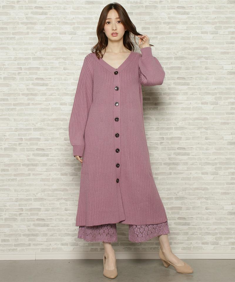 【限定】リブロングニット+レースパンツ