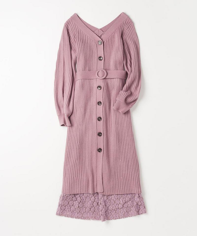 【限定】リブロングニット+レースパンツ