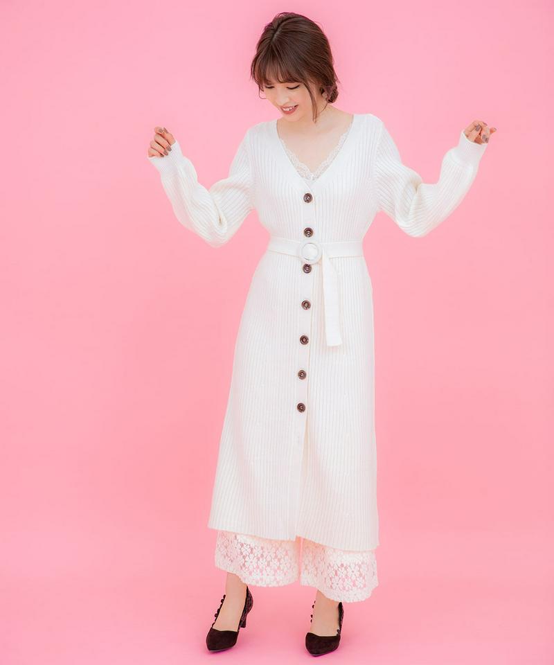 【限定】リブロングニット+レースパンツ