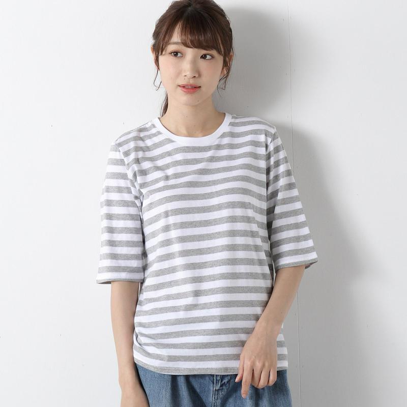 ５部袖ボーダーＴシャツ【汗染み防止＆抗菌防臭】