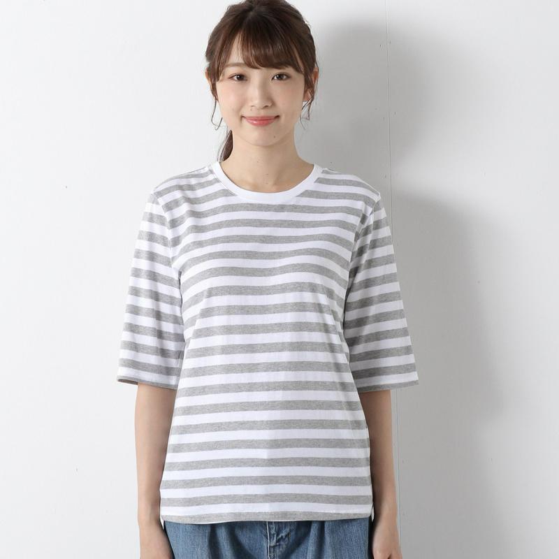 ５部袖ボーダーＴシャツ【汗染み防止＆抗菌防臭】
