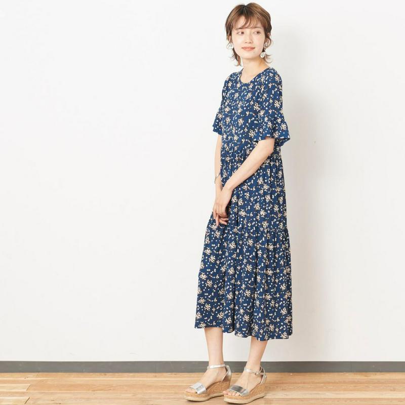 【３／２５（水）で販売終了】袖フリルティアードワンピース