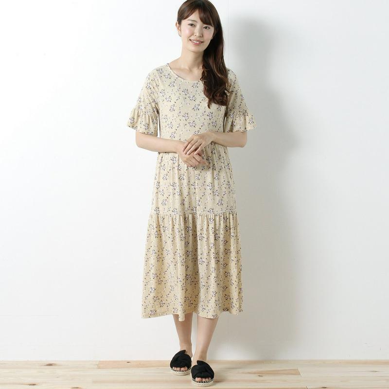 【３／２５（水）で販売終了】袖フリルティアードワンピース