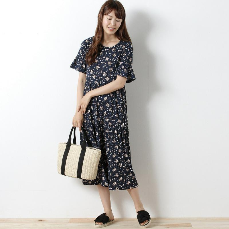 【３／２５（水）で販売終了】袖フリルティアードワンピース