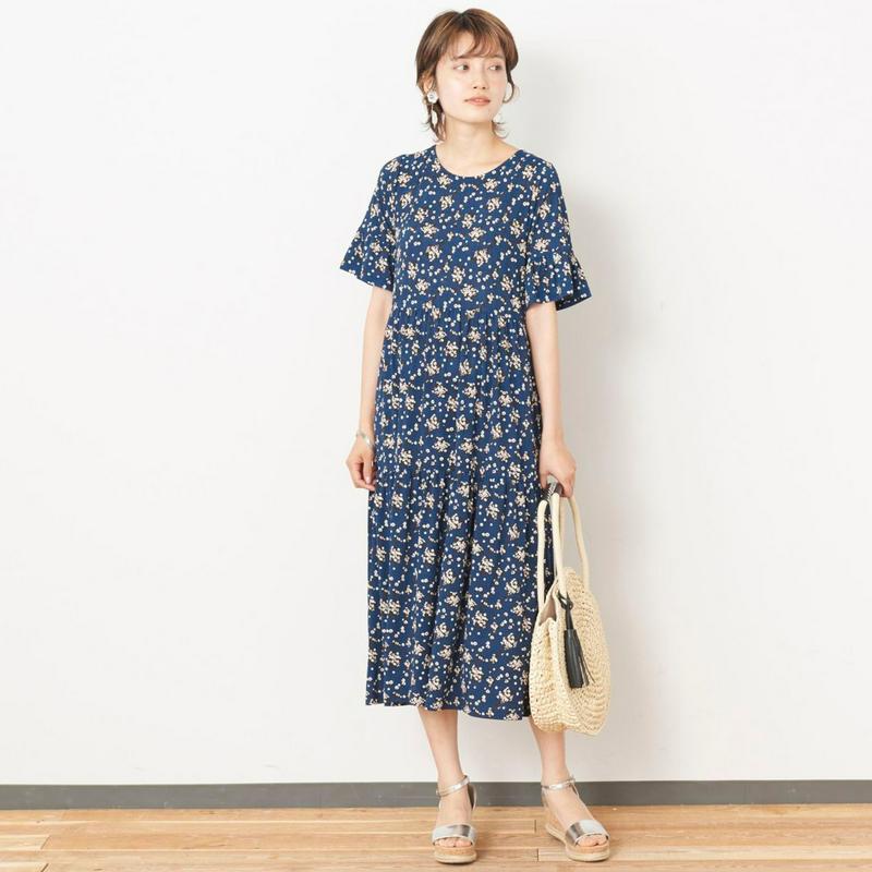 【３／２５（水）で販売終了】袖フリルティアードワンピース