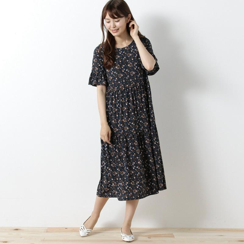 【３／２５（水）で販売終了】袖フリルティアードワンピース