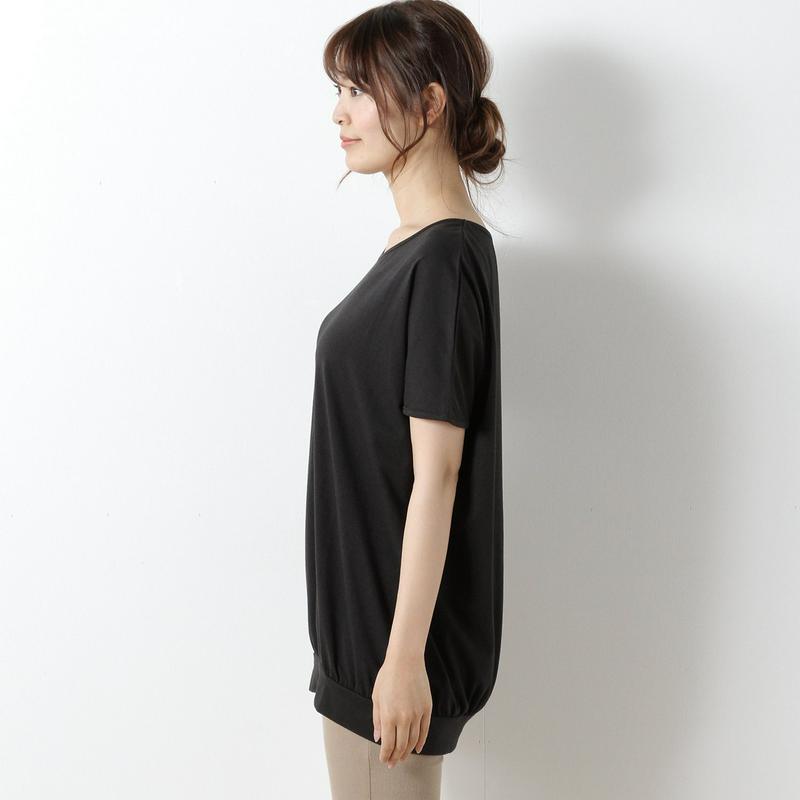 綿混素材のゆったりワイドチュニックＴシャツ