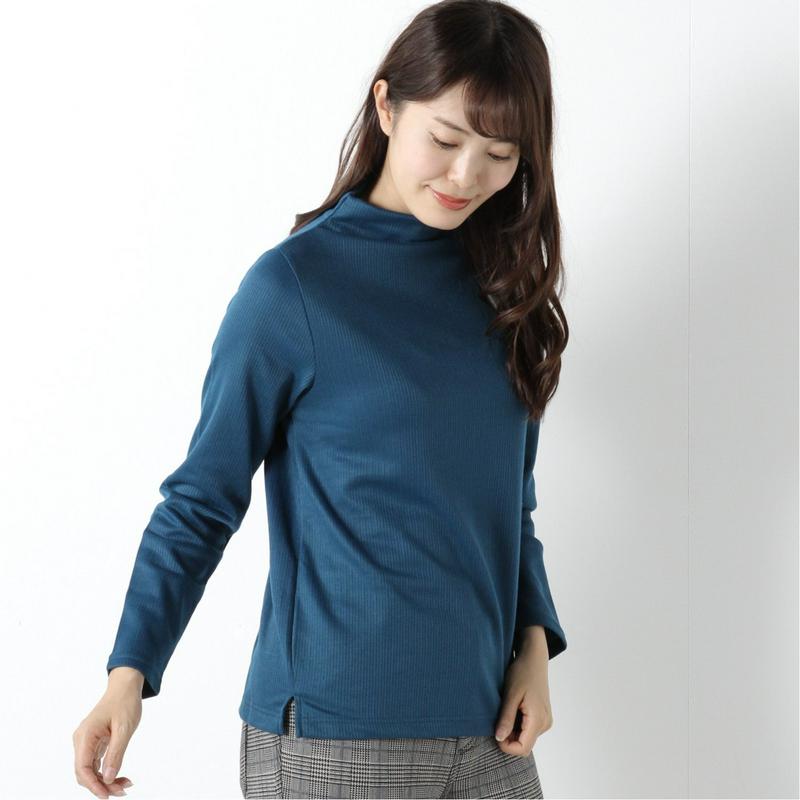 静電気抑制テープ付裏起毛リブボトルネックＴシャツ（ページワン/PAGE ONE）